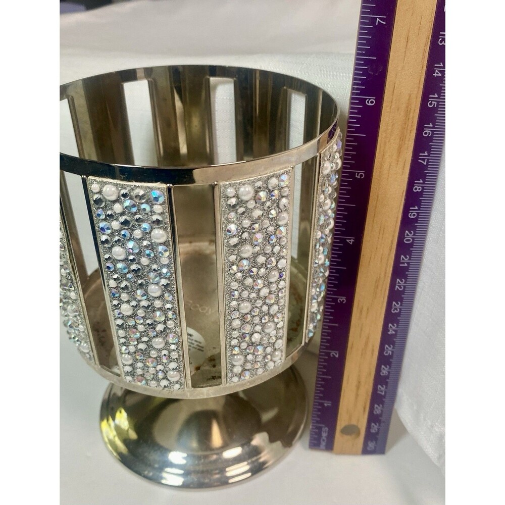 2 Bath & Body Works Tossed Gems Soap Holder Silver and 3 Wick Candle Holder - Picture 8 of 12
